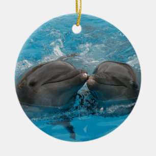 Ornement Rond En Céramique Baisers des dauphins