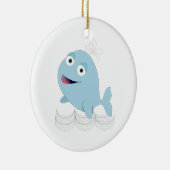 Ornement Rond En Céramique Baleine bleue (Droite)
