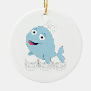 Ornement Rond En Céramique Baleine bleue