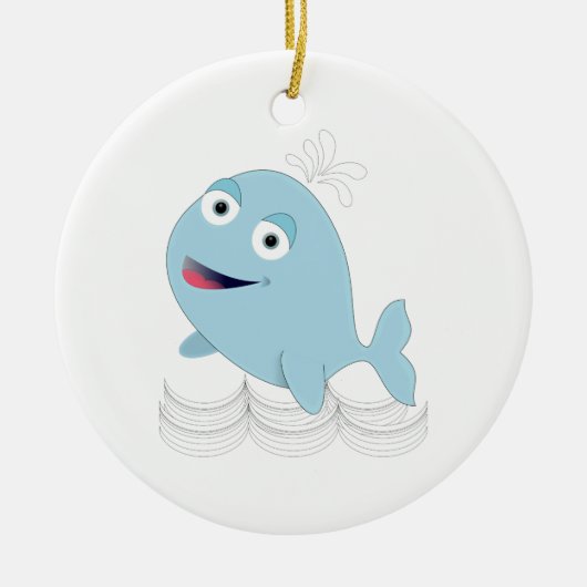 Ornement Rond En Céramique Baleine bleue (Devant)