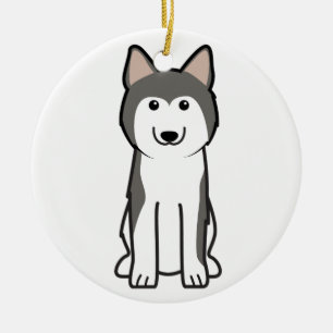 Ornement Rond En Céramique Bande dessinée de chien de chien de traîneau