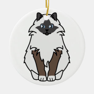 Ornement Rond En Céramique Bande dessinée sacrée de chat de Birman