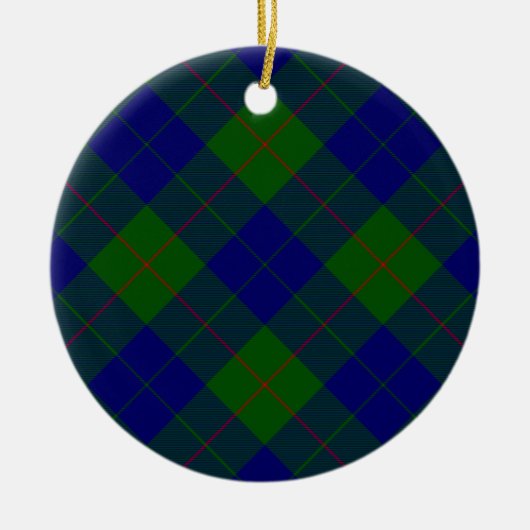 Ornement Rond En Céramique Barclay tartan bleu vert plaid (Devant)