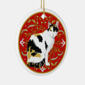 Ornement Rond En Céramique Baroque Chat Calico (Droite)