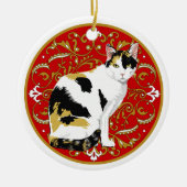 Ornement Rond En Céramique Baroque Chat Calico (Devant)