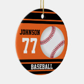 Ornement Rond En Céramique *Baseball personnalisé | orange et noir (Droite)