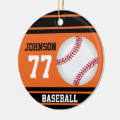 Ornement Rond En Céramique *Baseball personnalisé | orange et noir (Gauche)