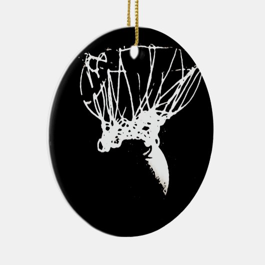 Ornement Rond En Céramique Basket-ball Black White Pop Art (Droite)