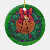 Ornement Rond En Céramique Basket-ball en couronne de Noël (Dos)
