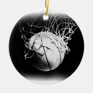 Ornement Rond En Céramique Basket-ball noir et blanc