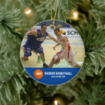 Ornement Rond En Céramique Basket-ball personnalisé Photos Joueur Nom de l'éq<br><div class="desc">Montrez votre fierté à votre équipe avec ce superbe design photo de basket - il vous suffit de télécharger votre photo(s) et d'ajouter votre texte personnalisé pour créer un cadeau unique. Parfait pour le cadeau de fin de saison de l'équipe ou de l'entraîneur. Modifiez la couleur de l'arrière - plan...</div>