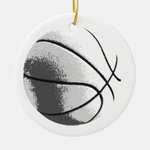 Ornement Rond En Céramique Basket-ball pop art noir blanc gris tendance