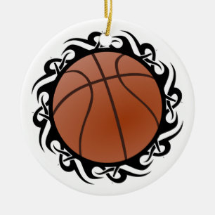 Ornement Rond En Céramique basketball tribal