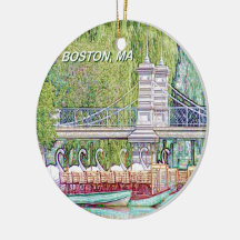 Bateaux cygnes de Boston en crayon et filtre d'enc