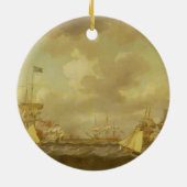 Ornement Rond En Céramique Bateaux de l'anglais venant pour ancrer dans une (Dos)