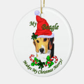 Ornement Rond En Céramique Beagle Cadeaux de Noël (Gauche)