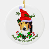Ornement Rond En Céramique Beagle Cadeaux de Noël (Dos)