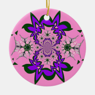 Ornement Rond En Céramique Belle Bébé rose Floral Purple Shade Motif Art