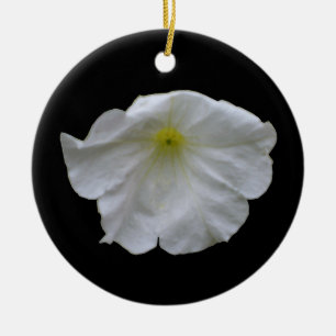 Ornement Rond En Céramique Belle Petunia Blanc Personnalisé Anniversaire