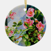 Ornement Rond En Céramique Belles roses roses roses, roses rouges, aquarelle (Devant)