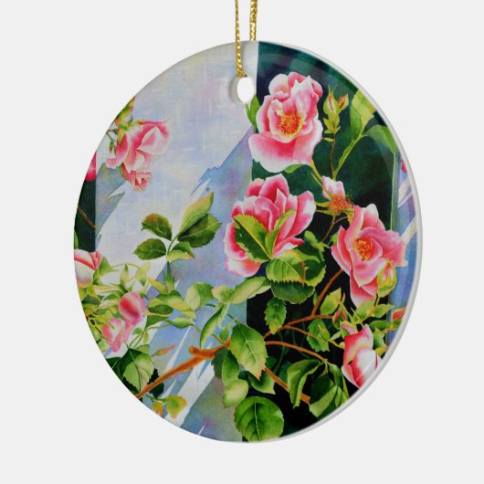 Ornement Rond En Céramique Belles roses roses roses, roses rouges, aquarelle (Gauche)