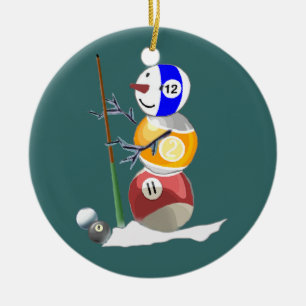 Ornement Rond En Céramique Billiard Ball Snowman
