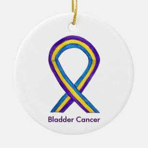Ornement Rond En Céramique Bladder Cancer Awareness Ribbon Holiday Ornaments