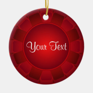 Ornement Rond En Céramique Blanc rouge de ruban à customiser