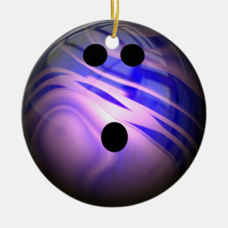 Ornement Rond En Céramique Bleu et boule de bowling pourpre de remous
