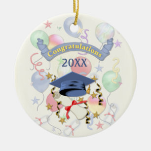 Ornement Rond En Céramique Bleu mortier et diplôme
