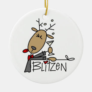 Ornement Rond En Céramique Blitzen Reindeer T-shirts et cadeaux de Noël