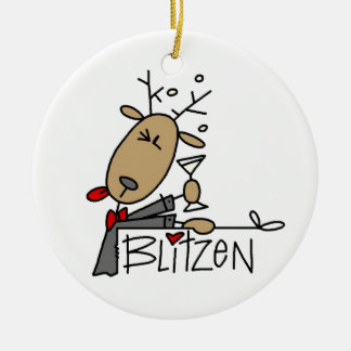 Ornement Rond En Céramique Blitzen Reindeer T-shirts et cadeaux de Noël