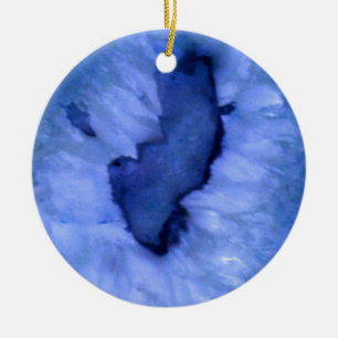Ornement Rond En Céramique Blue Quartz Agate Geodes