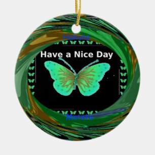 Ornement Rond En Céramique Bonne journée et meilleure nuit papillon.png