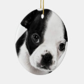 Ornement Rond En Céramique Boston Terrier (Droite)