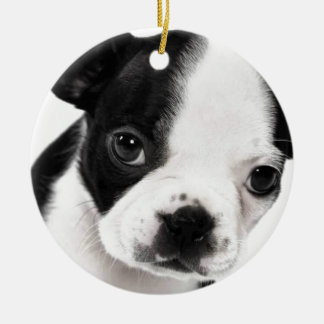 Ornement Rond En Céramique Boston Terrier