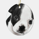 Ornement Rond En Céramique Boston Terrier (Gauche)