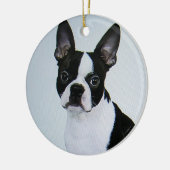 ORNEMENT ROND EN CÉRAMIQUE BOSTON TERRIER ORNAMENT (Gauche)