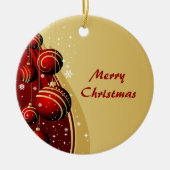 Ornement Rond En Céramique Boules de Noël en or et rouge (Devant)