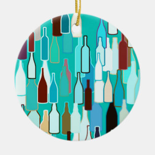 Ornement Rond En Céramique Bouteilles de vin, multicolores, arrière - plan tu