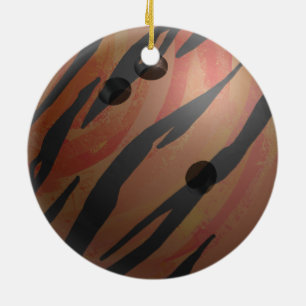 Ornement Rond En Céramique Bowling Ball Tiger Orange