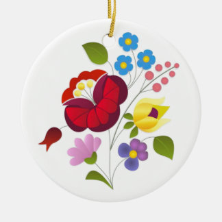 Ornement Rond En Céramique Broderie hongroise de fleur d'OPUS