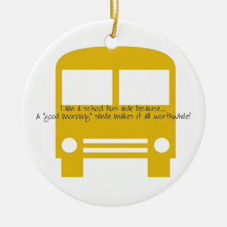 Ornement Rond En Céramique Bus Aide Un Bon Matin Sourire Bus Jaune