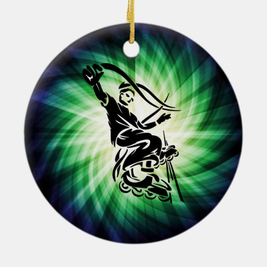 Ornement Rond En Céramique Cadeau Rollerblade cool (Dos)