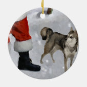 Ornement Rond En Céramique Cadeaux d'Alaska de Noël de Klee Kai (Dos)