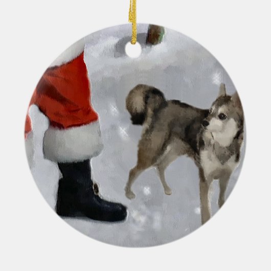 Ornement Rond En Céramique Cadeaux d'Alaska de Noël de Klee Kai (Dos)