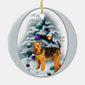 Ornement Rond En Céramique Cadeaux de Noël Welsh Terrier (Dos)