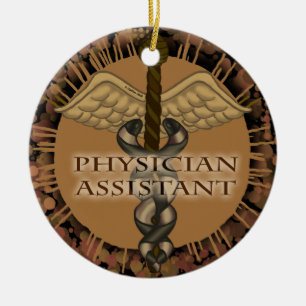 Ornement Rond En Céramique Caducée d'Assistant de Médecin