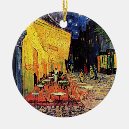Ornement Rond En Céramique Café Terrasse à la nuit par Vincent van Gogh (Devant)