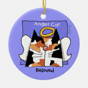 Ornement Rond En Céramique Calico Cat Angel Personnaliser